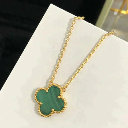 [GALE]CLOVER 15MM MALACHIT EINZELNE BLÜTEN-HALSKETTE