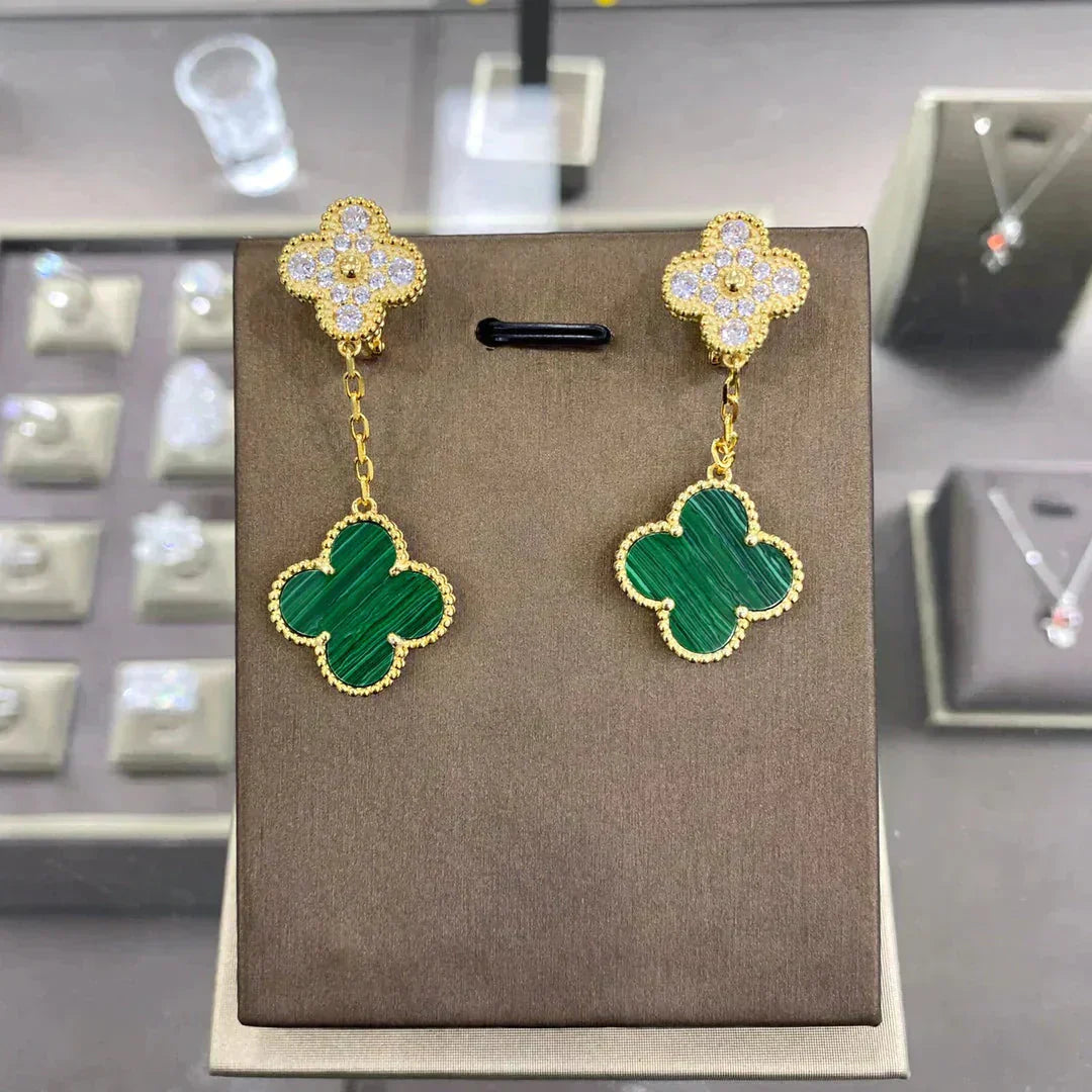 [GALE]CLOVER 2 MOTIFS DIAMANT-OHRRINGE (MEHRERE AUSWAHLMÖGLICHKEITEN)