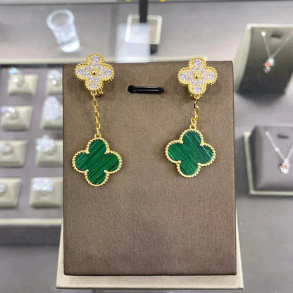 [GALE]CLOVER 2 MOTIFS DIAMANT-OHRRINGE (MEHRERE AUSWAHLMÖGLICHKEITEN)