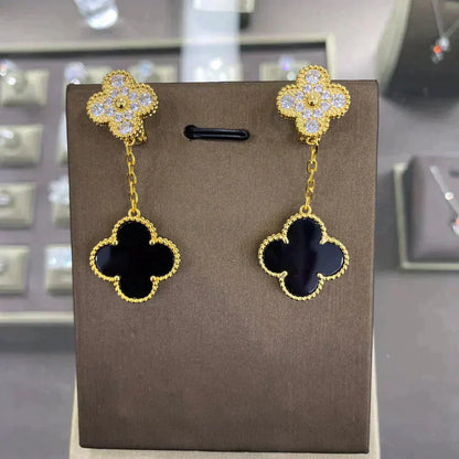 [GALE]CLOVER 2 MOTIFS DIAMANT-OHRRINGE (MEHRERE AUSWAHLMÖGLICHKEITEN)