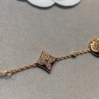 [GALE]STAR AND SUN 4 MOTIFS GOLD DIAMONDS BRACELET