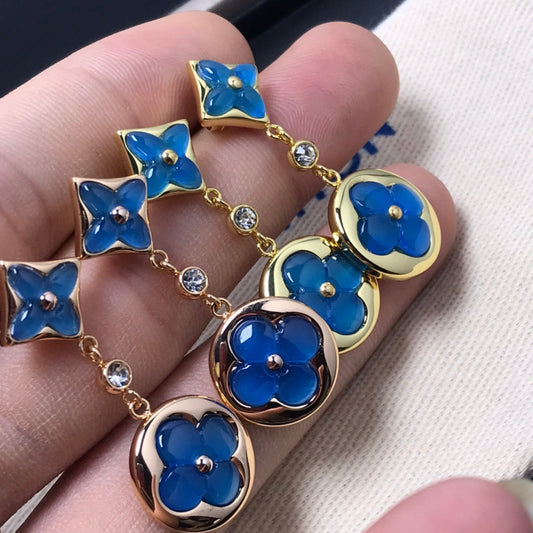 [GALE]STAR AND SUN AGATE DIAMOND EARRINGS