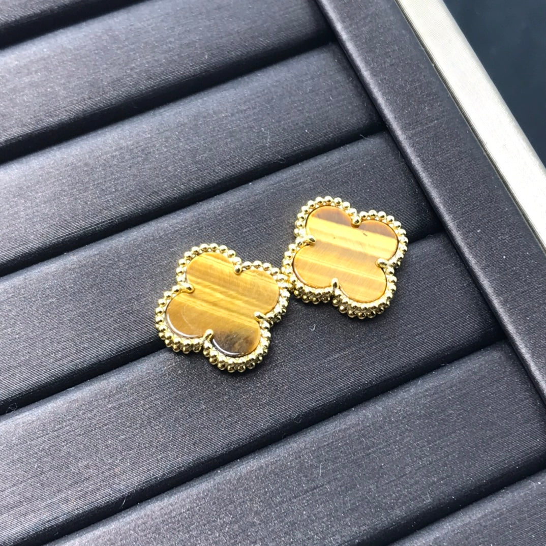 [GALE]CLOVER MEDIUM 1 MOTIFS TIGER EYE OHREN