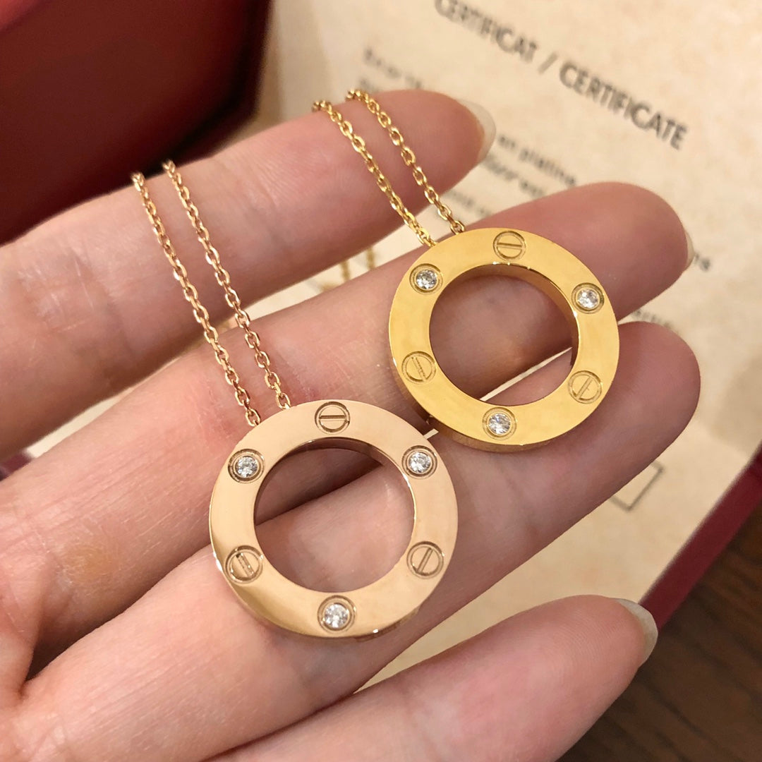 [ゲイル]ラブネックレス 16mm 3ダイヤモンド