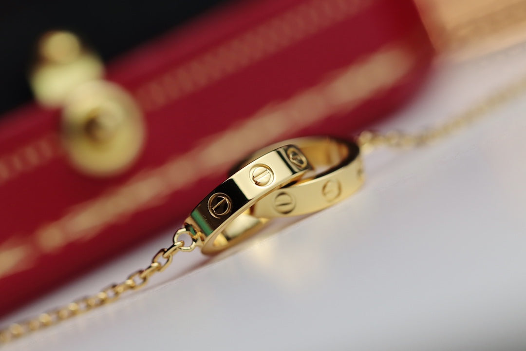[GALE]LOVE NECKLACE DOUBLE RING GOLD
