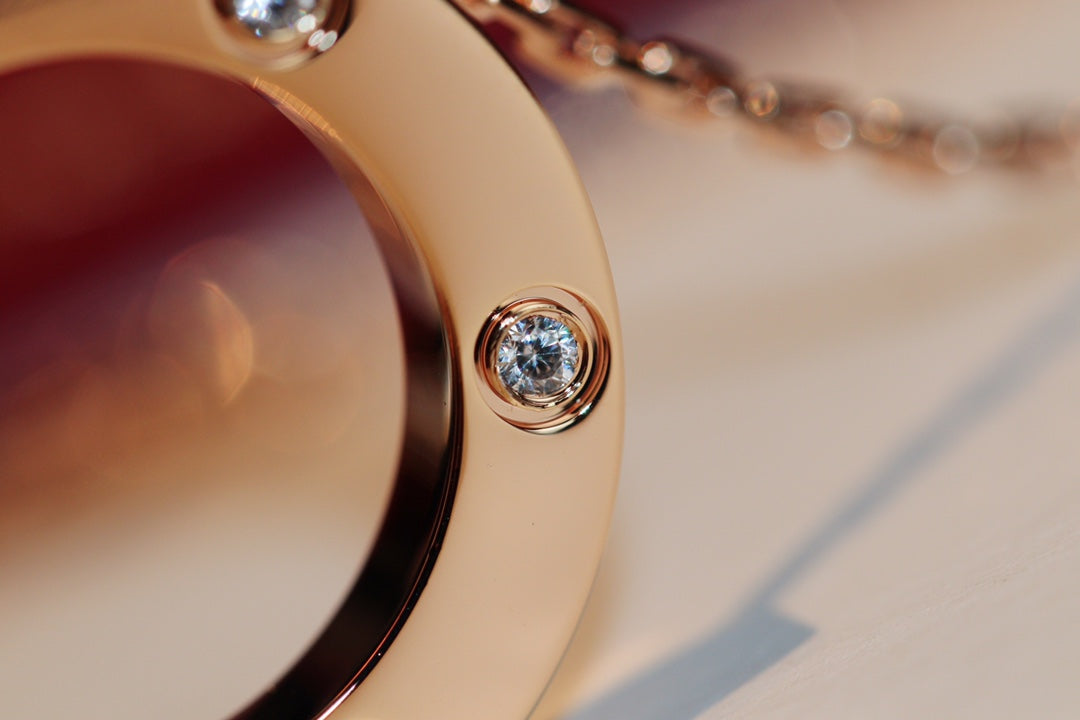 [GALE] Liebeskette, 16 mm, 6 Diamanten, Roségold
