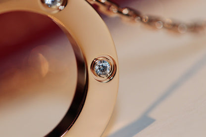[GALE] Liebeskette, 16 mm, 6 Diamanten, Roségold