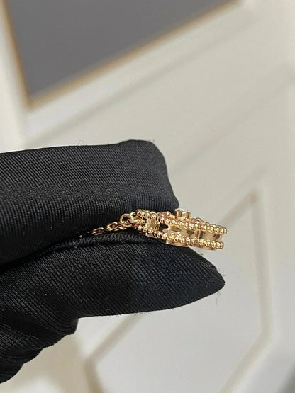 [GALE]CLOVER 15MM DIAMANT-RHODONITH-KETTE