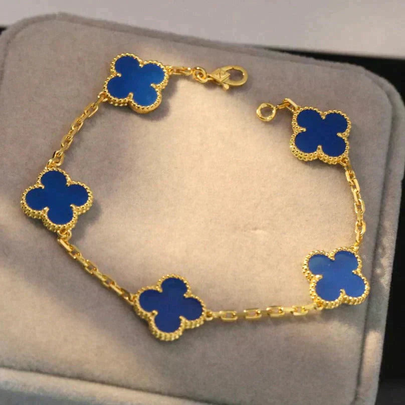 [GALE] CLOVER 5 MOTIF BLUE AGATE BRACELET COLLECTION