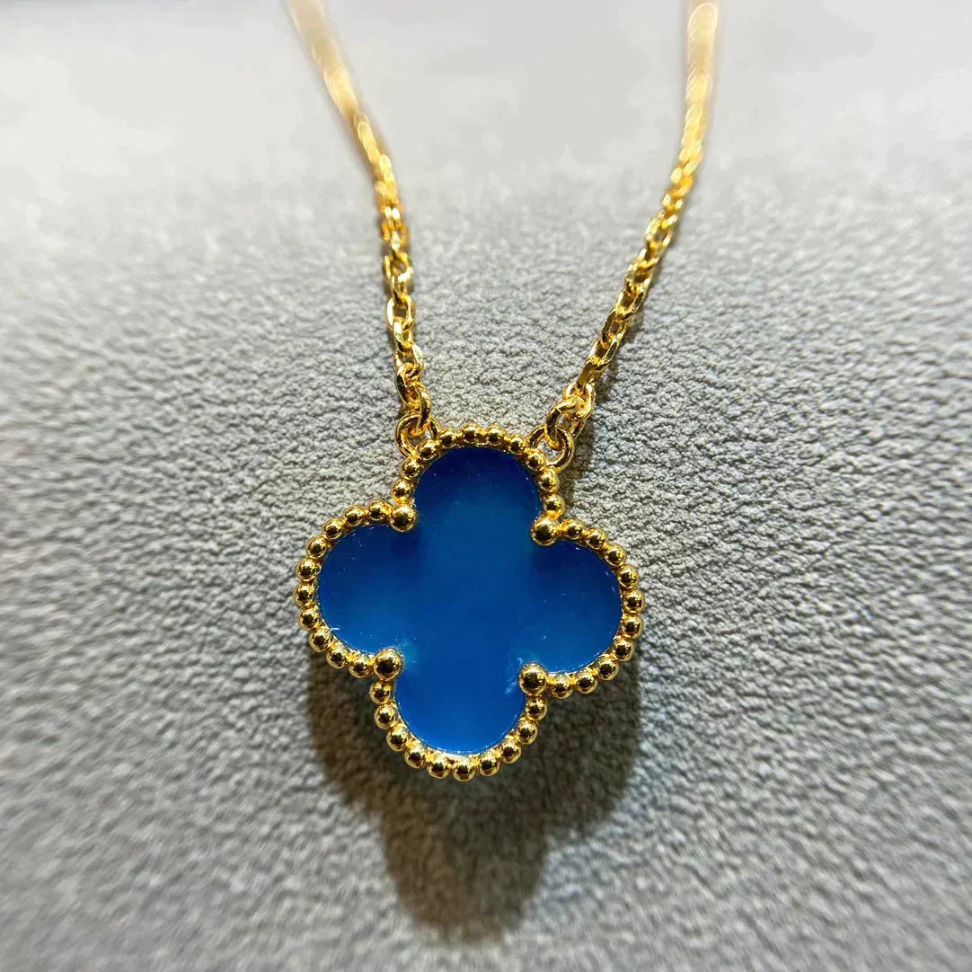 [GALE]CLOVER 15MM BLUE AGATE NECKLACE