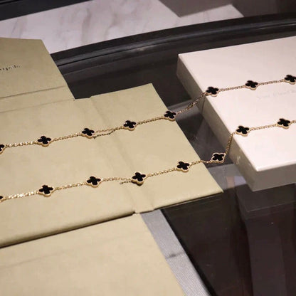 [GALE]CLOVER 20 MOTIFS ONYX NECKLACE