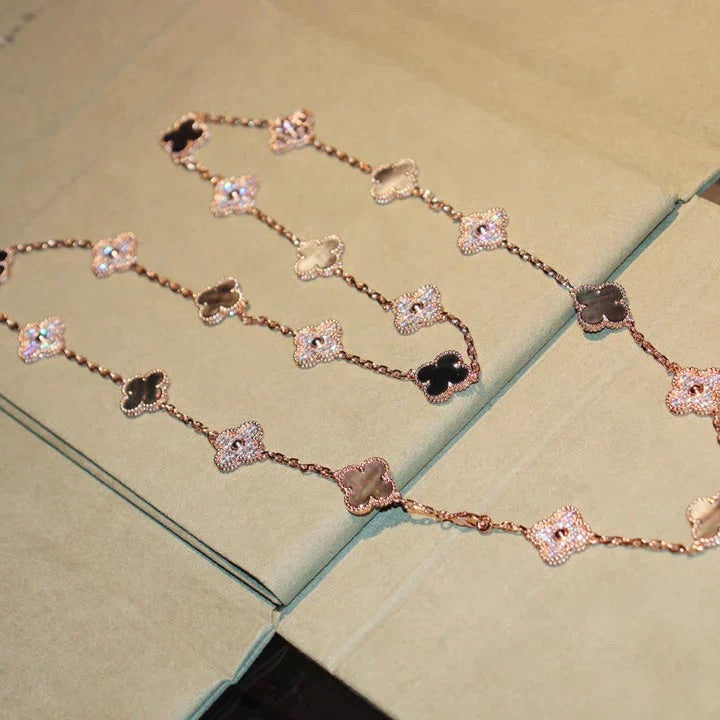 [GALE]CLOVER 20 MOTIFS DARK MOP DIAMOND NECKLACE