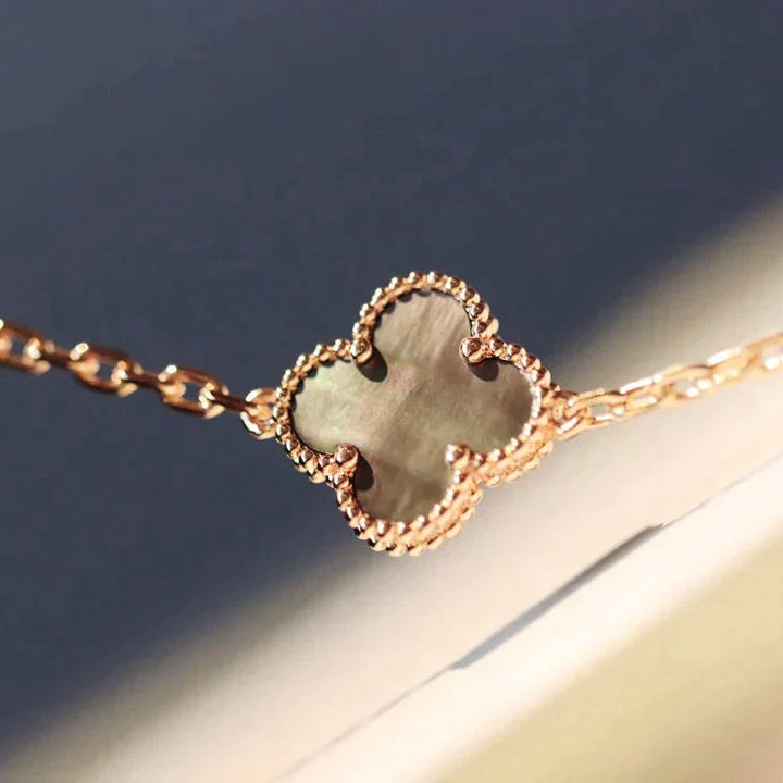[GALE]CLOVER 20 MOTIFS DARK MOP DIAMOND NECKLACE