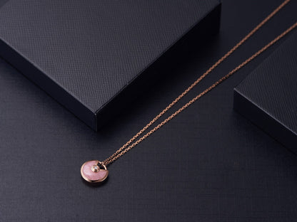 [GALE]AMULETTE ROSE GOLD PINK MOP NECKLACE