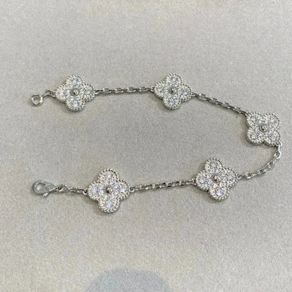 [GALE] CLOVER 5 MOTIF FULL DIAMOND BRACELET COLLECTION