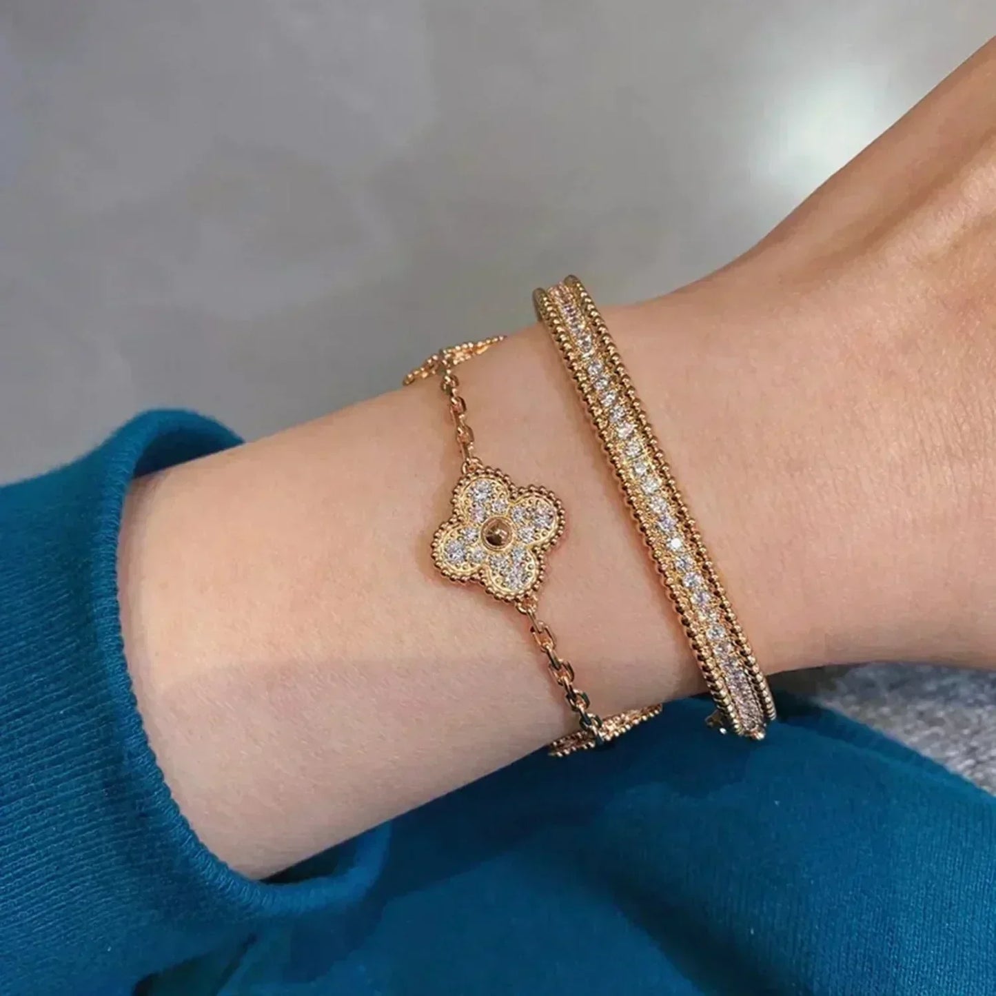 [GALE] CLOVER 5 MOTIF FULL DIAMOND BRACELET COLLECTION