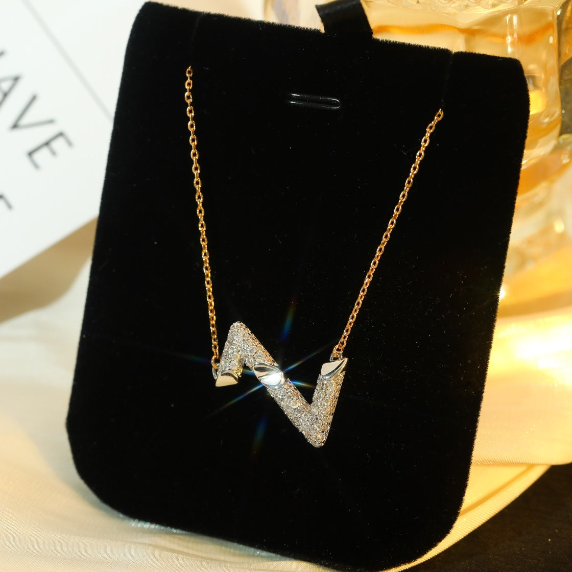 [GALE]VOLT SILVER DIAMOND PEDANT NECKLACE