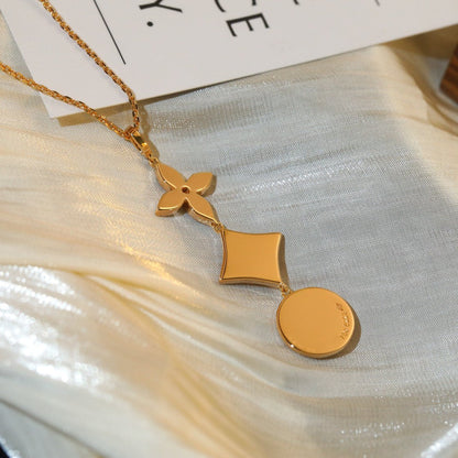 [GALE]Stern- und Sonnen-Diamant-Halskette aus Roségold