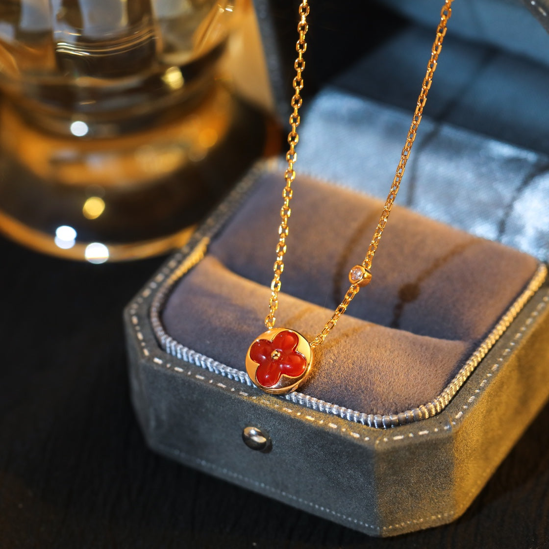 [GALE]SUN PEDANT PINK GOLD 1 DIAMOND NECKLACE
