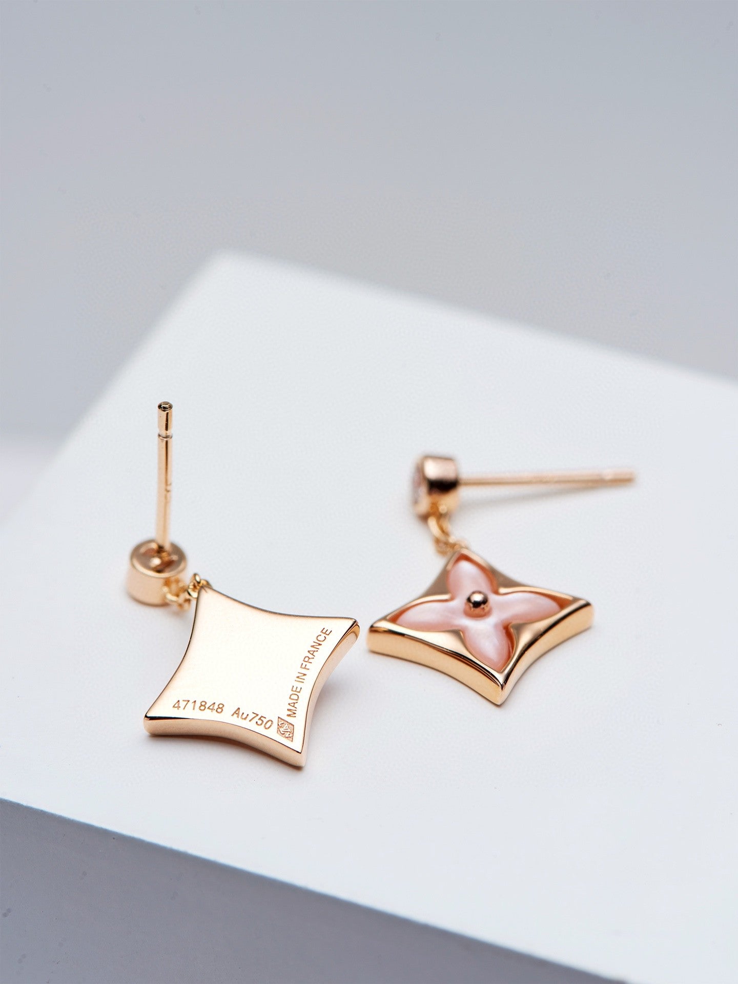 [GALE] DOPPELTE STERNE, ROSA GOLDENE MOP-OHRRINGE