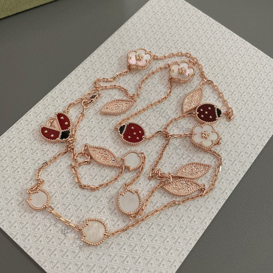 [GALE]LUCKY SPRING 15 MOTIFS ROSE GOLD NECKLACE