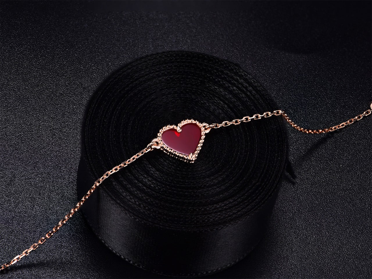 [GALE]HEART CARNELIAN PINK GOLD BRACELET