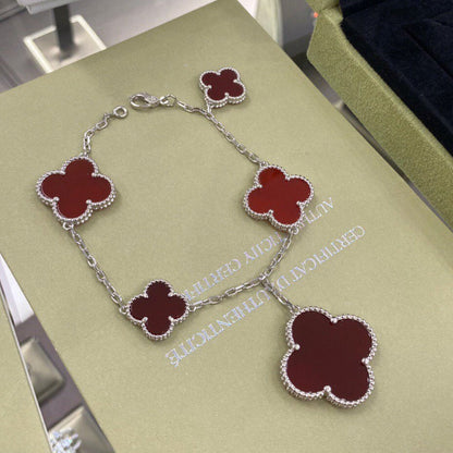 [GALE]CLOVER 5 MOTIFS SIVLER CARNELIAN BRACELET
