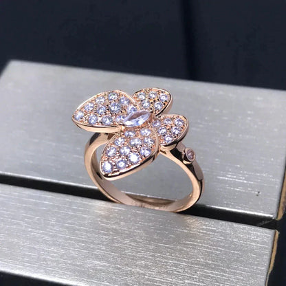 [GALE]Schmetterlingsring aus rosafarbenem Gold mit Diamanten