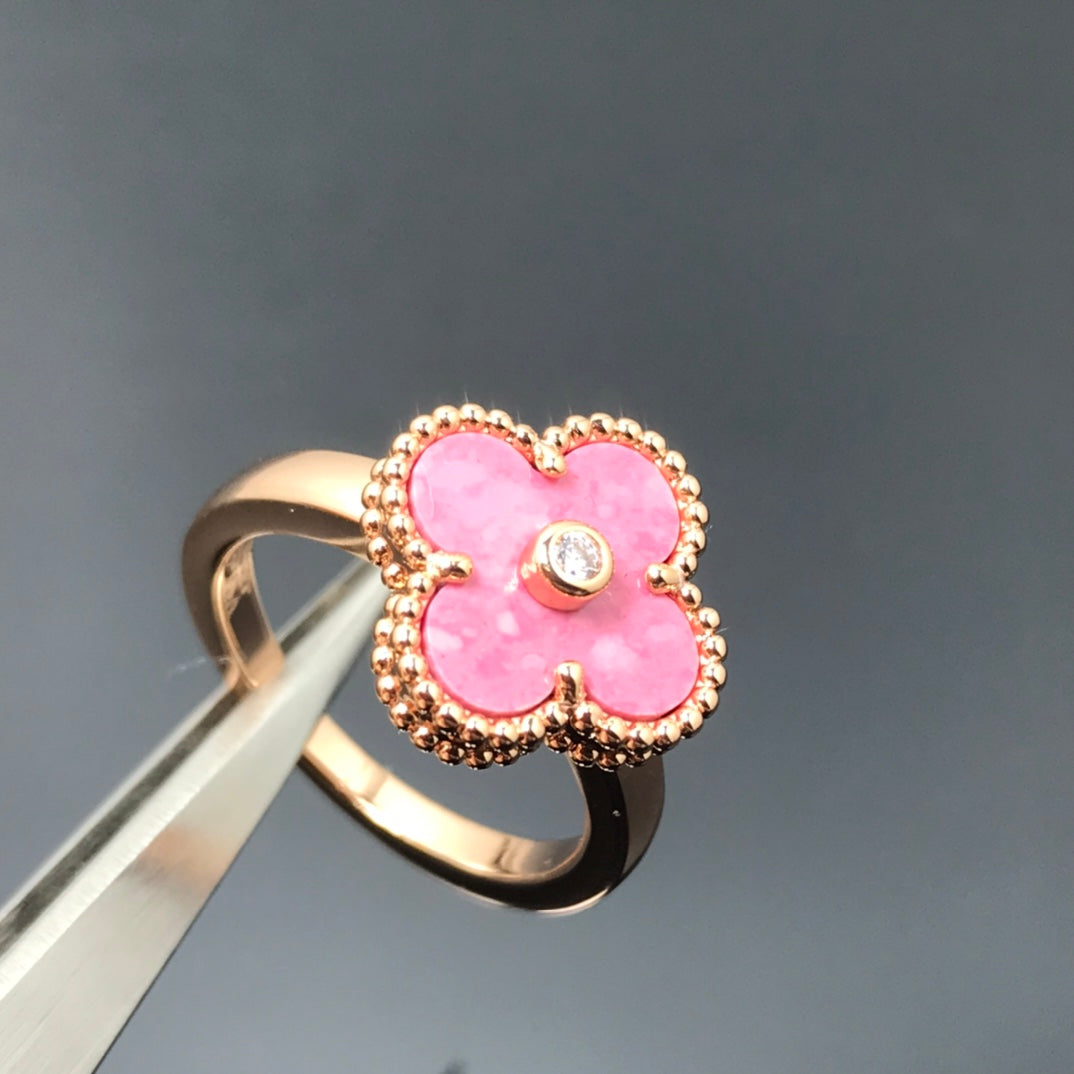 [GALE]CLOVER RHODONIT-ROSÉGOLD-RING
