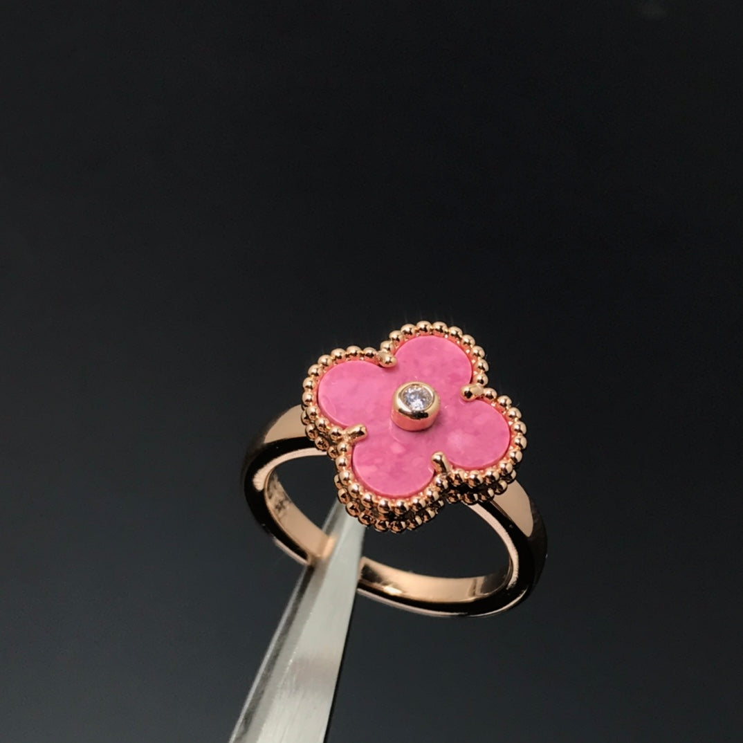 [GALE]CLOVER RHODONIT-ROSÉGOLD-RING