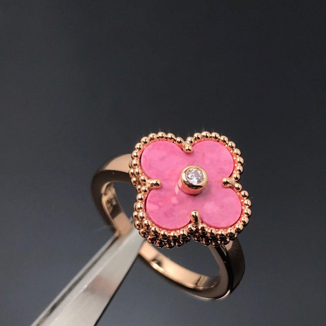 [GALE]CLOVER RHODONIT-ROSÉGOLD-RING