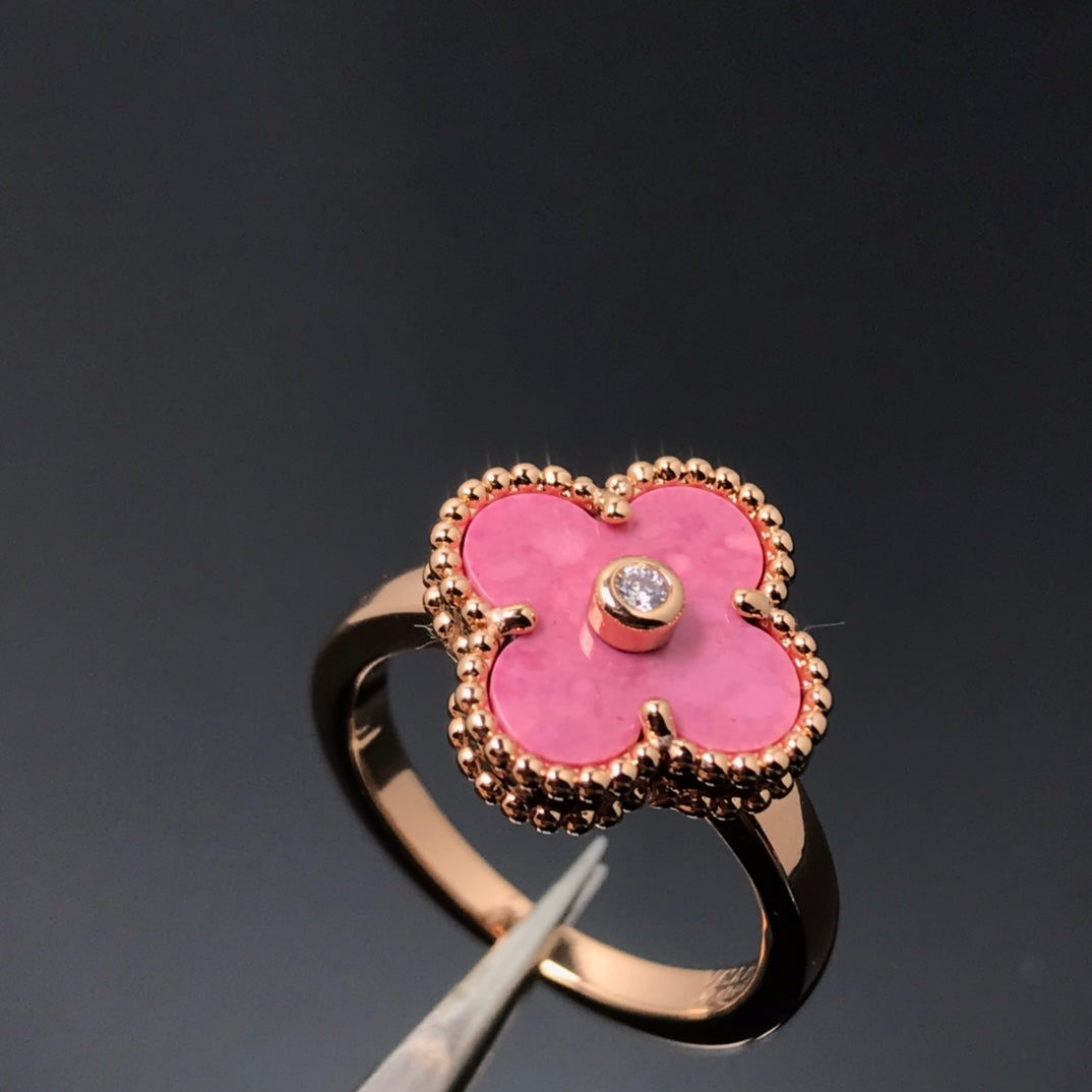 [GALE]CLOVER RHODONIT-ROSÉGOLD-RING