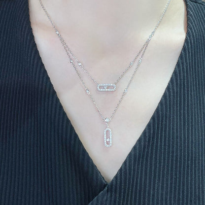 [GALE]MOVE 2 ROW DIAMOND NECKLACE