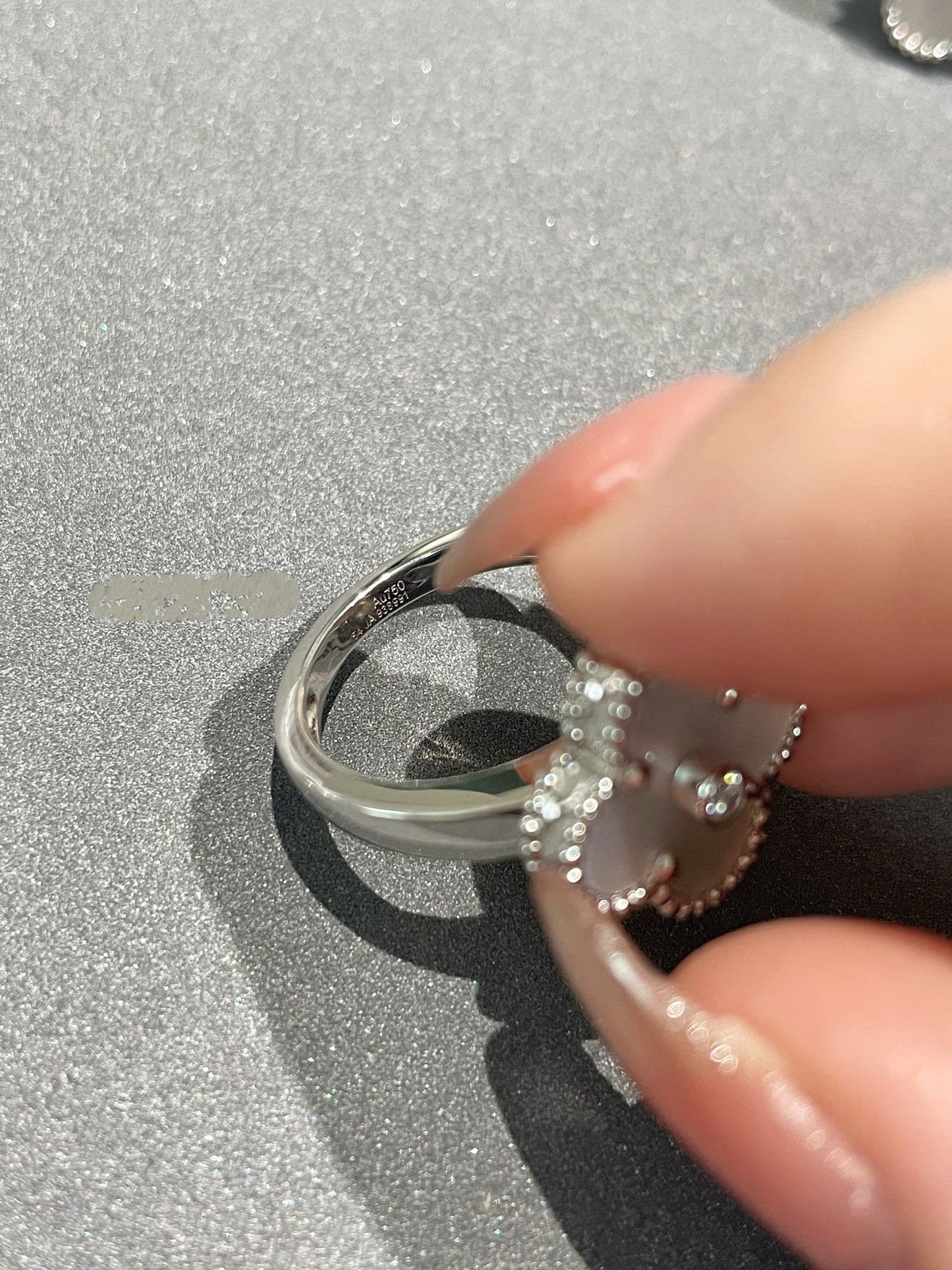 [GALE]CLOVER SILBER-PERLMUTT-DIAMANTRING