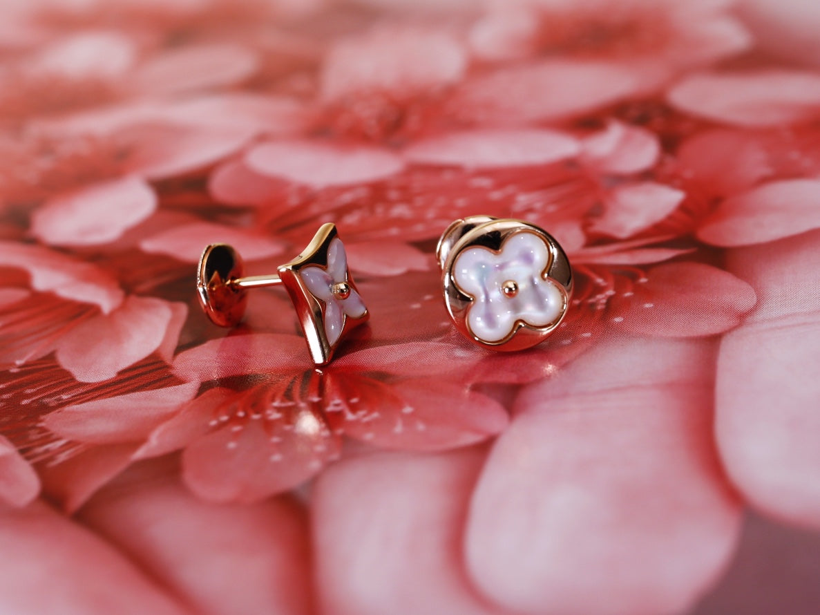 [GALE]STAR AND SUN PINK GOLD MOP STUD EARRINGS