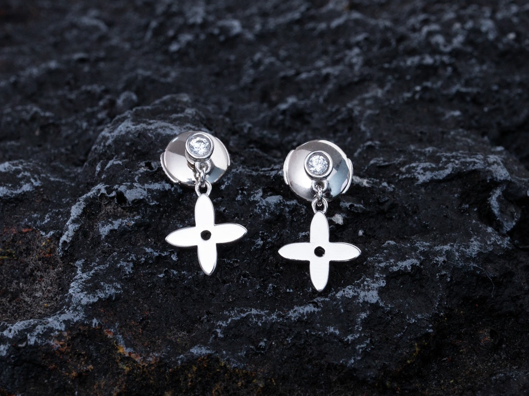[GALE]VIDYLLE SILVER DIAMOND MINI DROP EARRINGS