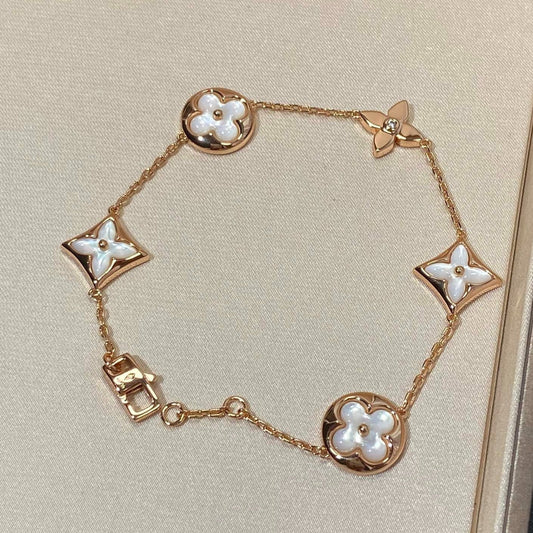 [GALE]STAR AND SUN 5 MOTIF MOP PINK GOLD BRACELET
