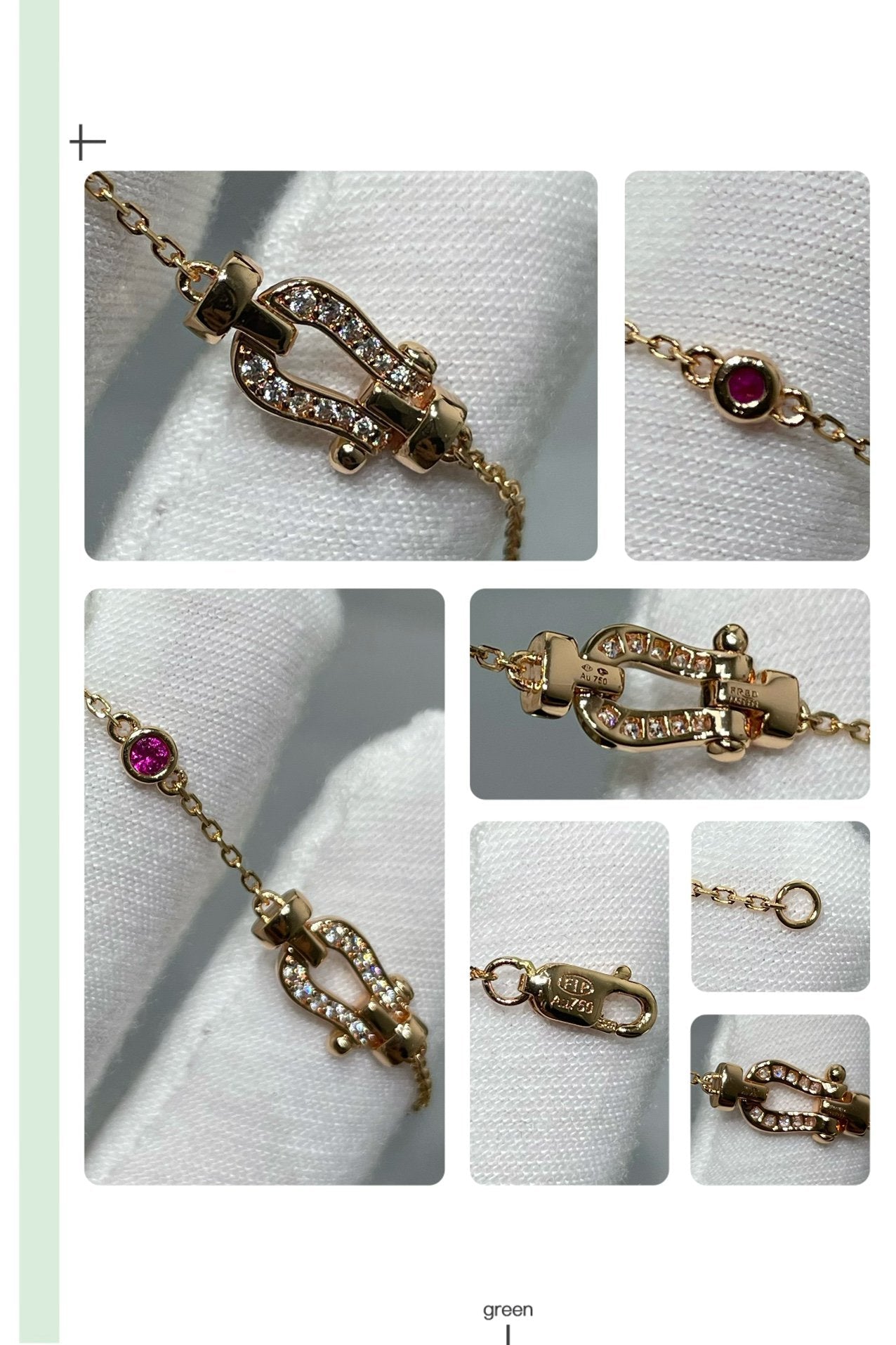 [GALE]FORCE 10 DIAMOND CHAIN LINK PINK GOLD BRACELET