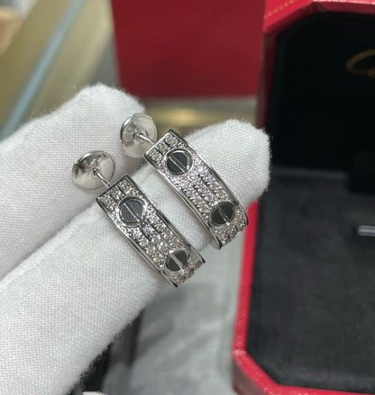 [GALE]LIEBE KERAMIK-DIAMANT-PAVED-SILBER-OHRRINGE