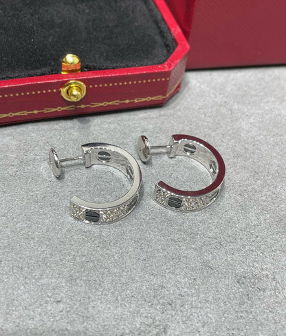 [GALE]LIEBE KERAMIK-DIAMANT-PAVED-SILBER-OHRRINGE