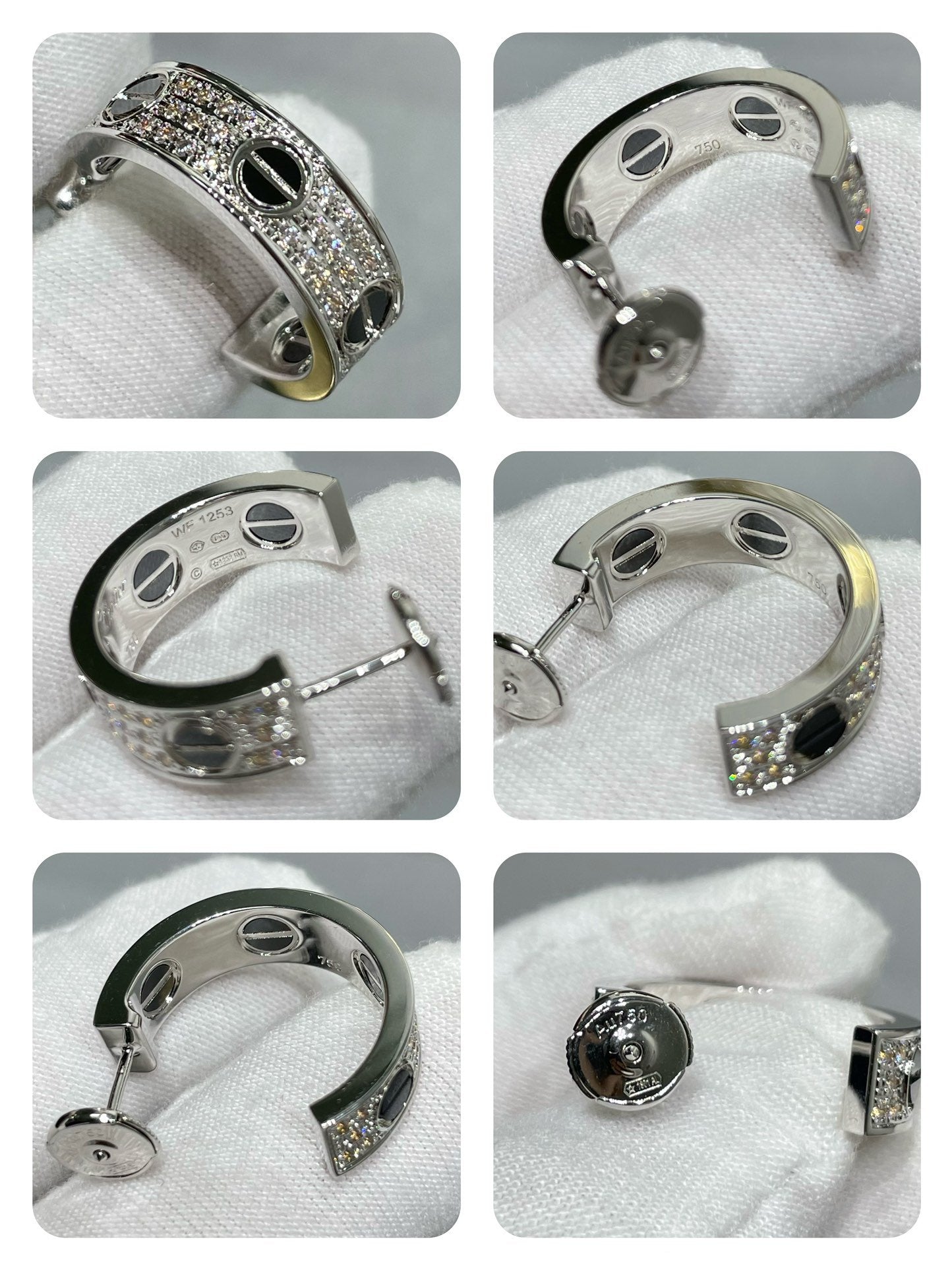 [GALE]LIEBE KERAMIK-DIAMANT-PAVED-SILBER-OHRRINGE