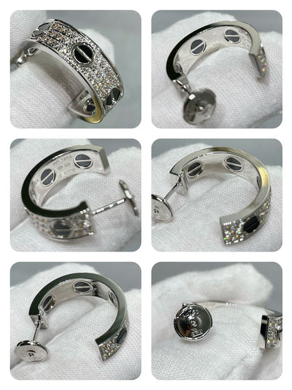 [GALE]LIEBE KERAMIK-DIAMANT-PAVED-SILBER-OHRRINGE
