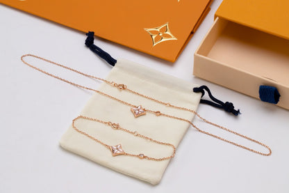 [GALE]STAR PINK MOP 1 DIAMOND PINK GOLD NECKLACE
