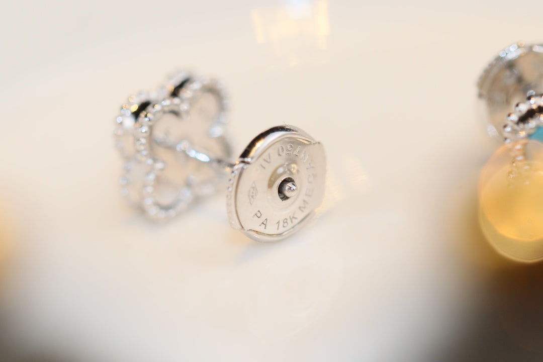 [GALE]CLOVER MINI TÜRKIS SILBERNE OHRSTÖPFE