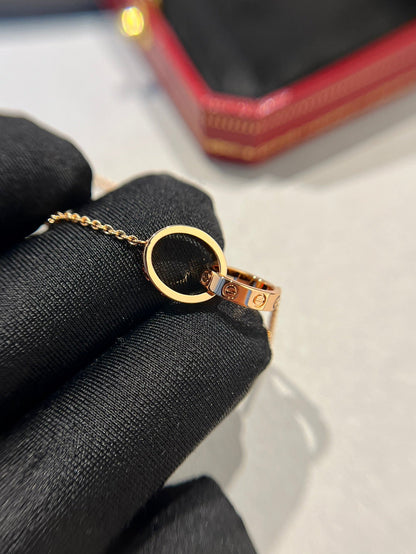[GALE] Liebeskette mit Doppelring, Roségold 
