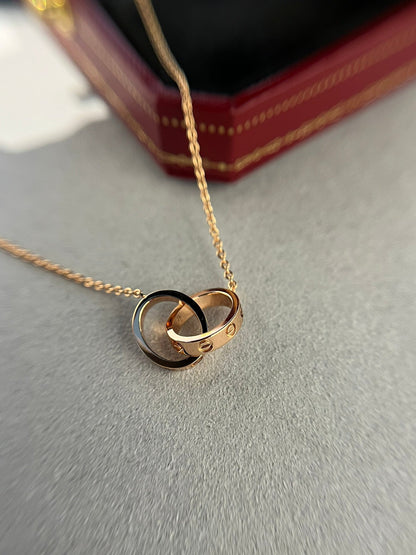 [GALE] Liebeskette mit Doppelring, Roségold 