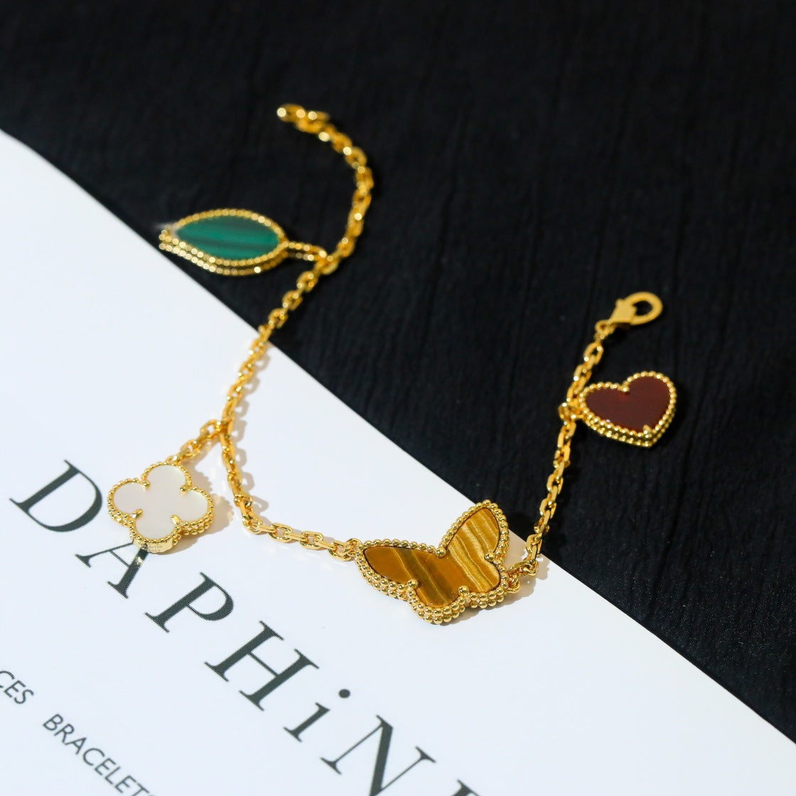 [GALE]LUCKY SPRING 5 MOTIF GOLD BRACELET