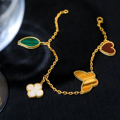 [GALE]LUCKY SPRING 5 MOTIF GOLD BRACELET