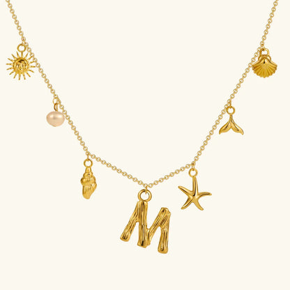 [GALE]Avaria Ocean Initial Necklace