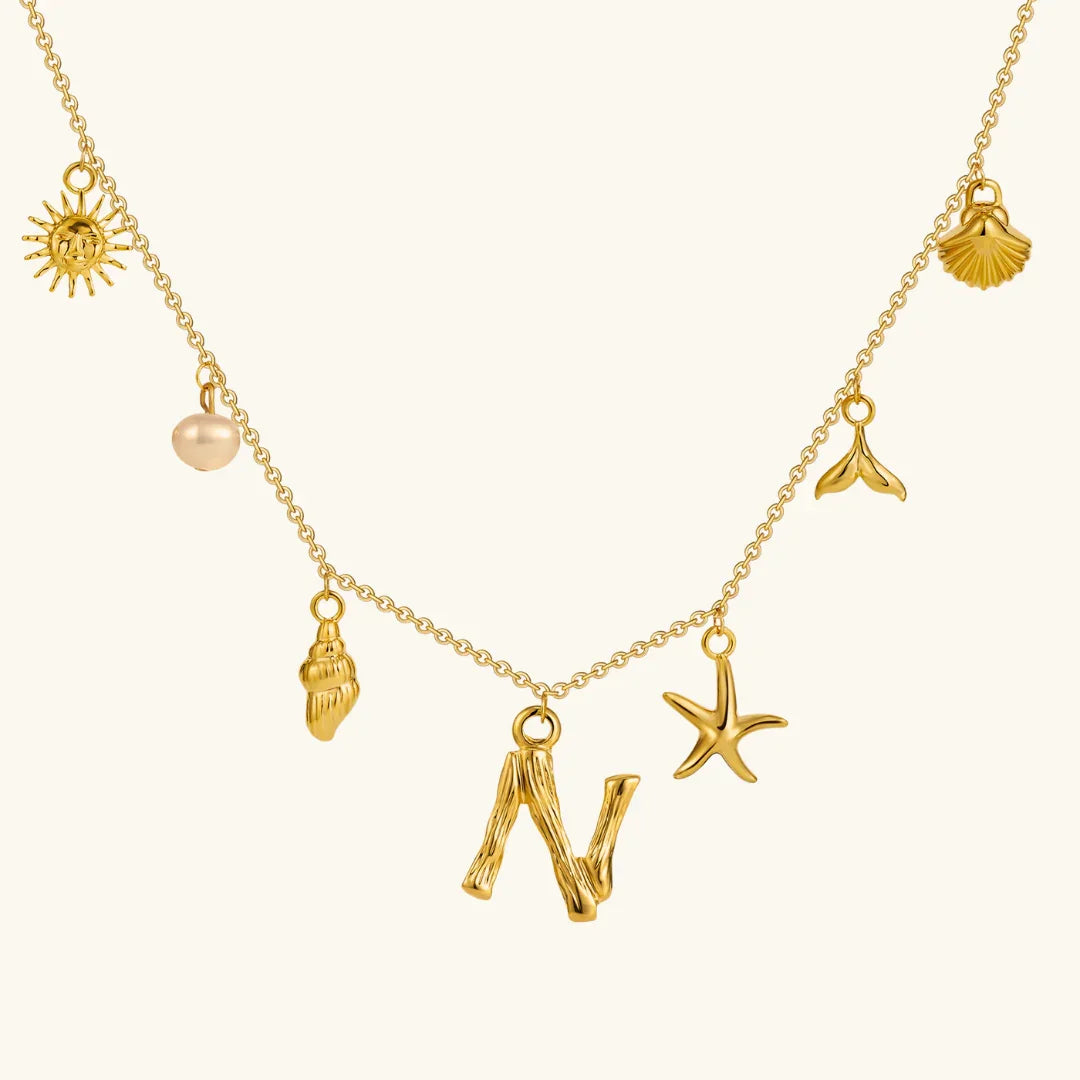 [GALE]Avaria Ocean Initial Necklace
